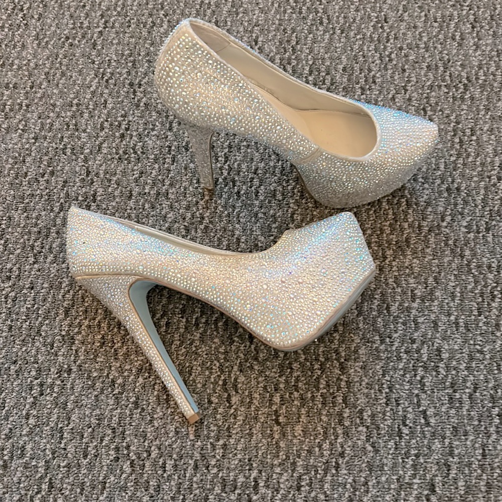 Betsey Johnson Silver Rhinestone Heels